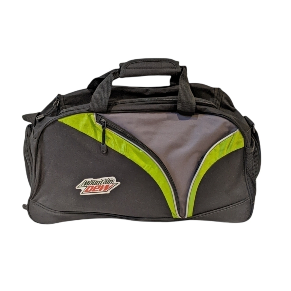 Mountain Dew Soda Black Duffle Gym Weekender Bag 20.5"X11"